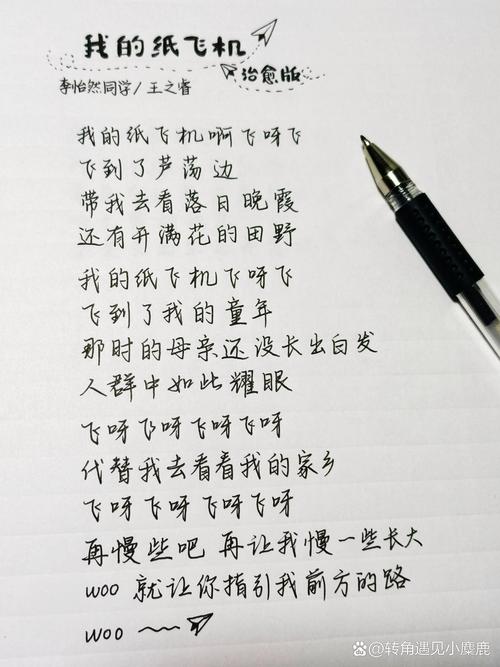 我的纸飞机歌词,我的纸飞机歌词打印版